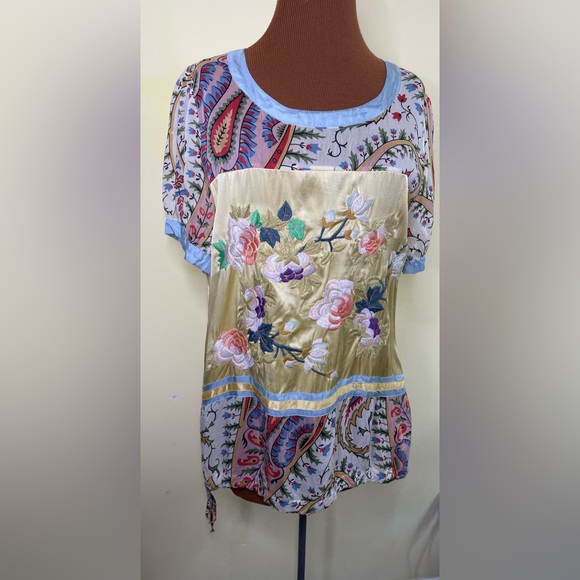 Tunic Short Sleeve By Johnny Was In Blue & Green, Size: M main image 0